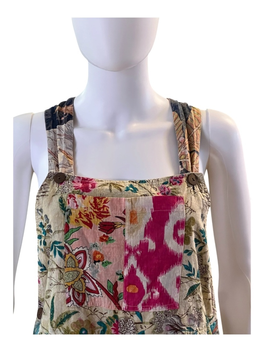 EUC Blue Sky boho patchwork cotton overalls | size S - Picture 2 of 10